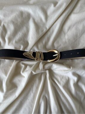 Vince Camuto Black Belt with Gold Buckle